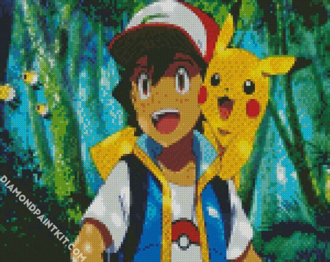 Pikachu And Ash Animation diamond painting