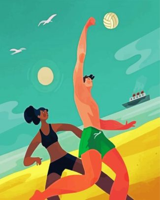 Playing Volleyball diamond painting