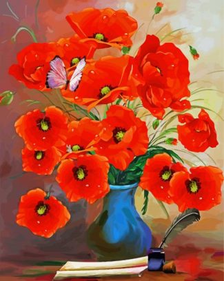 Poppies Coquelicot Vase diamond painting