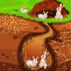 Rabbits In Burrow diamond painting