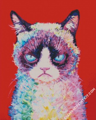 Rainbow Grumpy Cat diamond painting