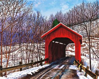 Red Bridge Vermont diamond painting