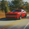 Red Dodge Challenger Hellcat diamond painting