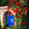 Red Flowers Gate diamond painting