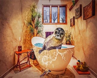 Seal In Tub diamond painting