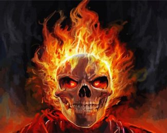 Skull Head Flame diamond painting