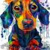 Splatter Dachshund Dog diamond painting