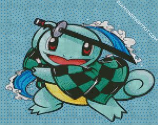 Squirtle Tanjiro diamond painting