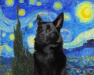 Starry Night Australian Kelpie diamond painting