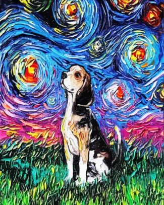 Starry Night Beagle Dog diamond painting