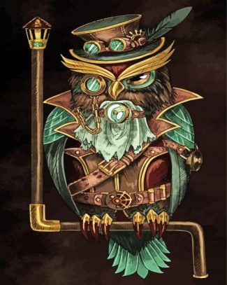 Steampunk Owl Illustration diamond painting