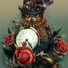 Steampunk Owl With A Vintage Clock And Rose diamond painting