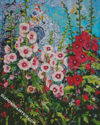 Summer Hollyhocks diamond painting