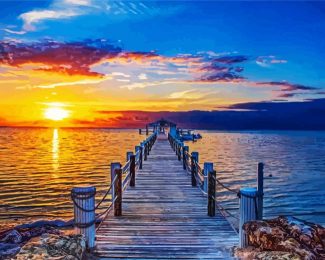 Sundown Sea Dock diamond painting