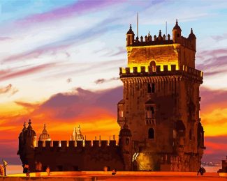 Sunset Belem Tower diamond painting