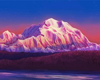 Sunset Denali Mountain diamond painting