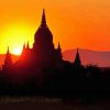 Sunset In Bagan Silhouette diamond painting