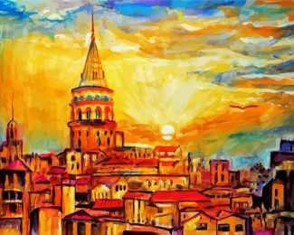 Sunset Over Galata Tower diamond painting