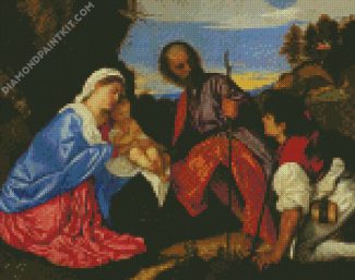 The Holy Family With A Shepherd By Tiziano diamond painting