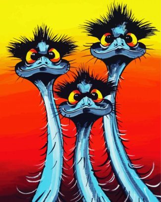 Three Emu Birds diamond painting