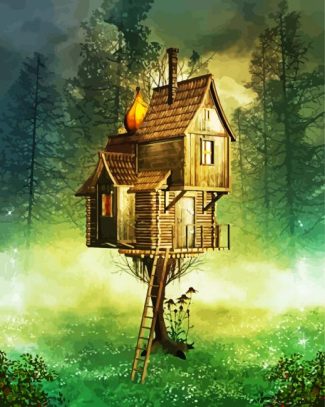 Treehouse Illustration diamond painting