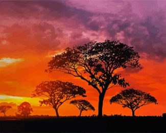 Trees Silhouette Kenya diamond painting