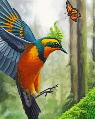 Trogon And Butterfly diamond painting