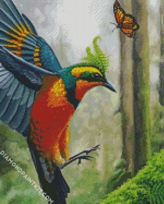 Trogon And Butterfly diamond painting