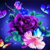 Violet Rose And Butterflies diamond painting