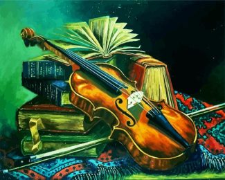 Violin And Books diamond painting