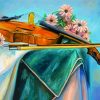 Violin And Flowers diamond painting