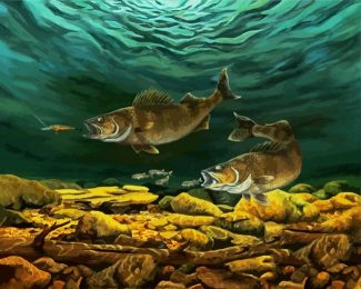 Walleye Fish Underwater diamond painting