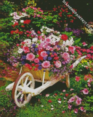 Wheelbarrow Full Of Flowers diamond painting