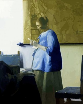 Woman Reading a Letter By Vermeer diamond painting