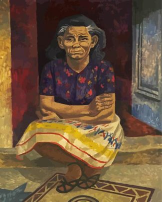 Woman Sitting On Doorstep diamond painting