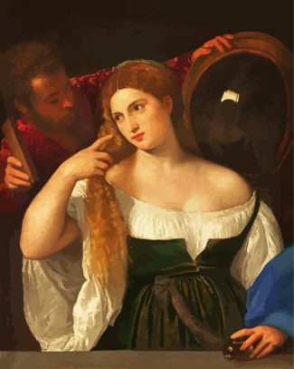 Woman With A Mirror By Tiziano diamond painting