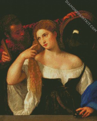 Woman With A Mirror By Tiziano diamond painting