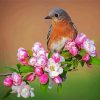 Wreb Bird On Flowers diamond painting