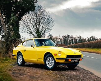 Yellow Datsun Car diamond painting