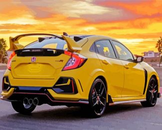 Yellow Honda Car diamond painting