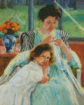 Young Mother Sewing diamond painting