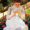 Young Woman Sewing In A Garden diamond painting