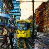 Abstract Urban Yellow Tram diamond painting