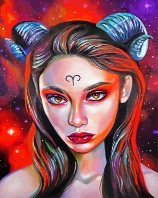 Aesthetic Aries Lady diamond painting