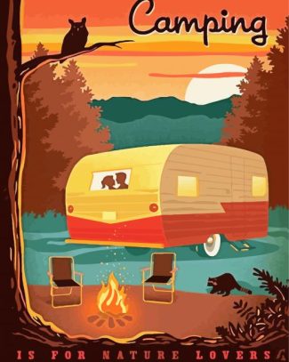 Aesthetic Camping Illustration diamond painting