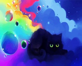 Aesthetic Black Cat diamond painting