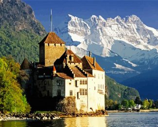 Aesthetic Chillon Castle diamond painting