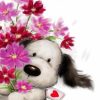 Aesthetic Dog With Flowers diamond painting