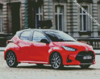 Aesthetic Red Toyota Yaris diamond painting