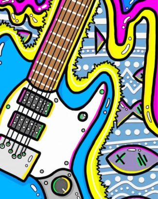 Aesthetic Trippy Guitar diamond painting